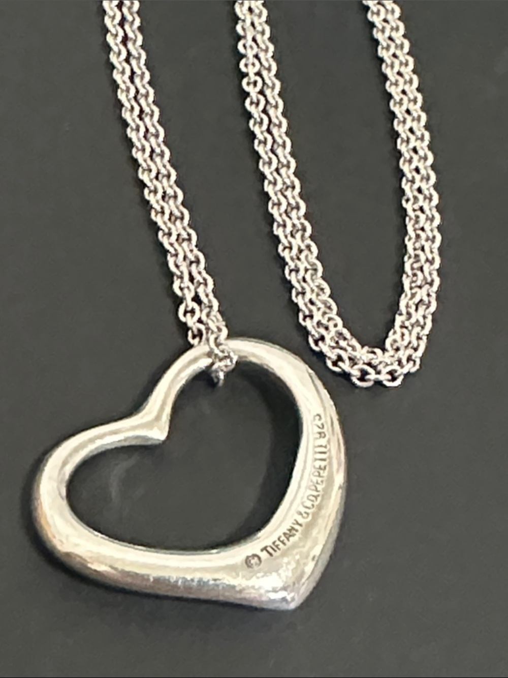 Tiffany & Co. Sterling Open Heart Pendant Necklace - Silver